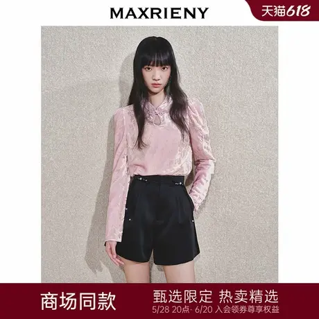 【商场同款-25春新品】MAXRIENY中式盘扣烧花衬衫女修身显瘦上衣图片