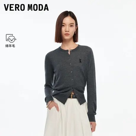 Vero Moda针织衫2025秋季新款含绵羊毛猫咪钻饰针织开衫325313002商品大图