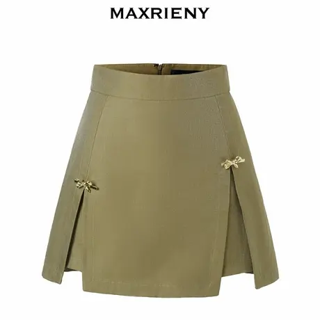 【奥莱】MAXRIENY蝴蝶结裙裤女夏季微喇开叉短裤修身美腿商品大图
