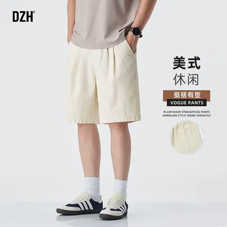 男士杏色短裤男夏外穿薄款2025新款休闲五分裤宽松百搭亚麻半截裤图片
