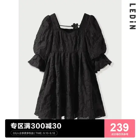 乐町高局少女连衣裙春夏小黑裙女C1FAC1405商品大图