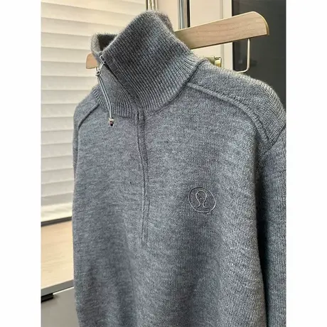 立领套头毛衣女高领纯色休闲长袖针织衫女装上衣潮商品大图