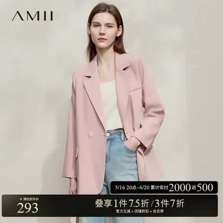 AMII【韩版休闲】25春款韩版时尚休闲简约宽松显瘦西装外套女商品大图