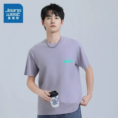 V6真维斯男装上衣2025春季新款 潮流时尚印花纯棉百搭男款短袖T恤商品大图