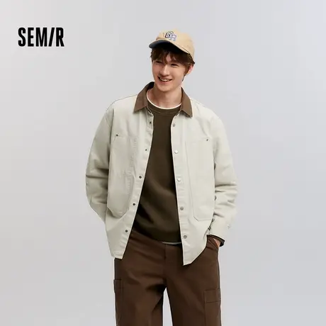 [商场同款]森马长袖衬衫男户外工装外套2025春新款外穿式衬衣纯棉图片