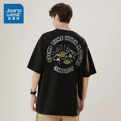 LR真维斯男装上衣2024夏季新款  潮流时尚复古男款宽松短袖T恤图片