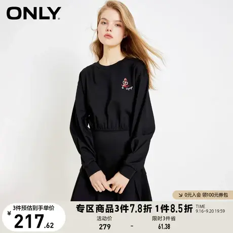 ONLY奥莱2023夏季新款休闲时尚卫衣裙刺绣短款连衣裙女图片