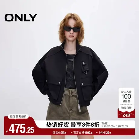 ONLY奥莱2025夏季新款时髦工装风短款宽松长袖风衣外套女商品大图