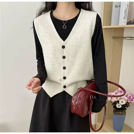 2025超火春装新款开衫针织女士马甲女时髦洋气叠穿小个子短款上衣商品大图