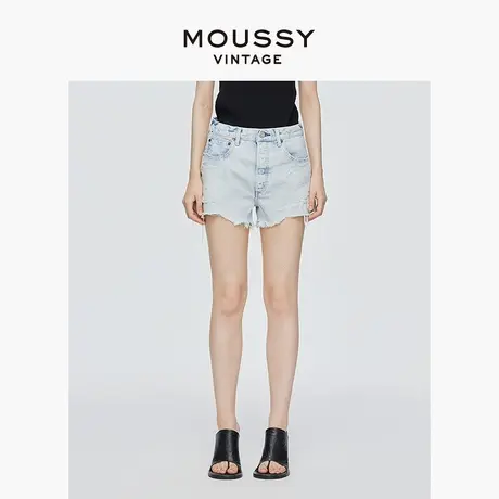 MOUSSY VINTAGE 2025夏季新品浅蓝色磨破短款牛仔裤540FSC11-2320商品大图