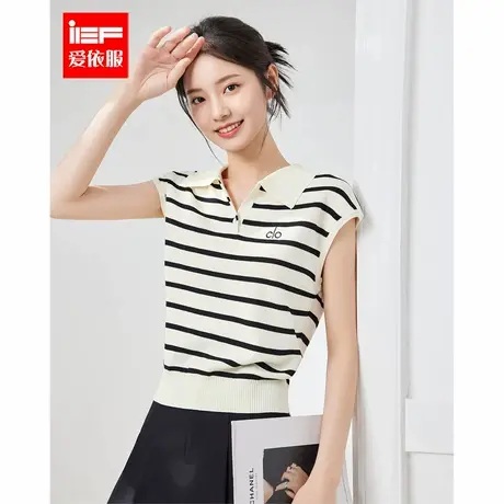 IEF/爱依服2025夏季新款韩版时尚通勤气质条纹显瘦设计背心上衣商品大图