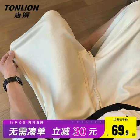 唐狮休闲短裤男夏季宽松质感麂皮绒裤子男生潮牌运动篮球五分裤HW图片