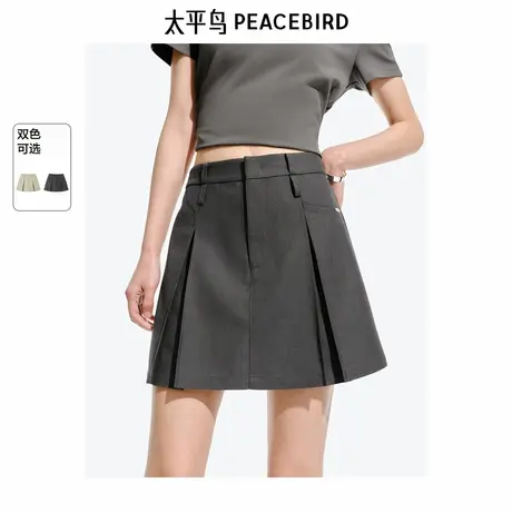 【来了就好】太平鸟高腰阔腿休闲中短裤年通勤西装短裤a字裙裤女商品大图
