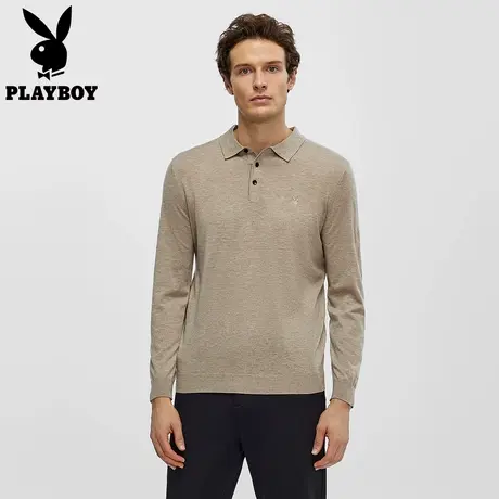 【高级羊毛衫】花花公子羊毛毛衣商务休闲长袖翻领POLO衫男款上衣图片