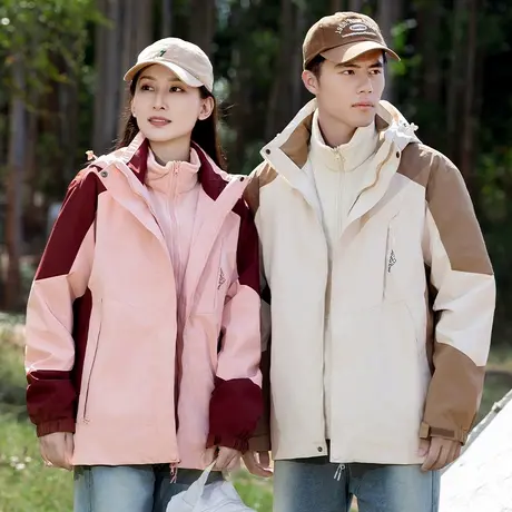回力加绒外套男女三合一冲锋上衣秋冬季情侣款夹克防风防水登山服图片