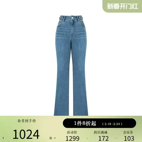 【凉感】Scofield女装休闲中腰淡人通勤微喇喇叭牛仔裤夏裤子商品大图