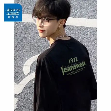 KP真维斯男装2025夏季潮流印花纯棉短袖T恤男宽松百搭夏装打底衫图片