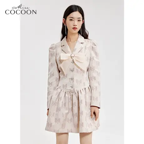 miss COCOON法式蝴蝶结西装连衣裙女2023新款春季设计感收腰a字裙图片