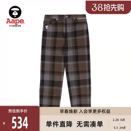 Aape旗舰店女装春夏猿人星星刺绣复古格纹宽松休闲裤6923XAJ商品大图