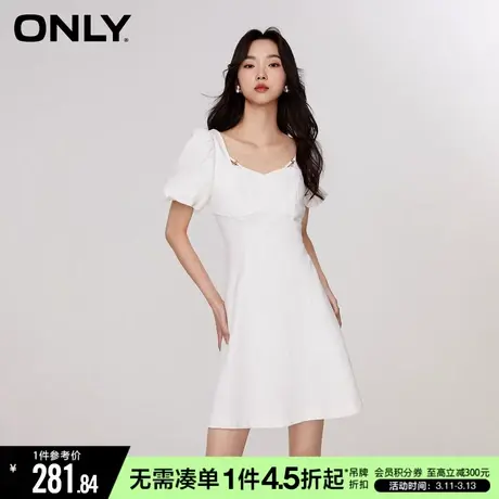 ONLY秋季法式收腰显瘦短裙白色牛仔连衣裙女|123242039商品大图