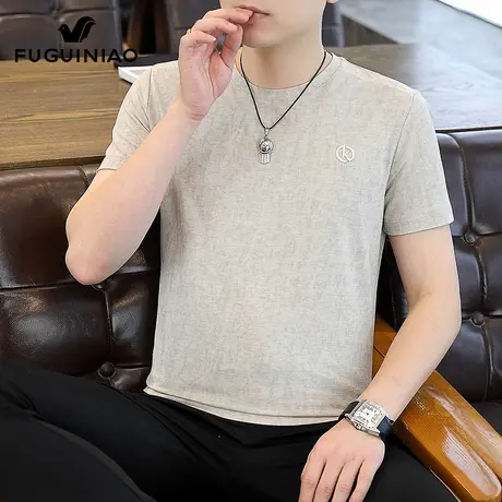 富贵鸟男士短袖t恤冰丝凉感上衣2025年夏季新款休闲圆领体恤男装图片