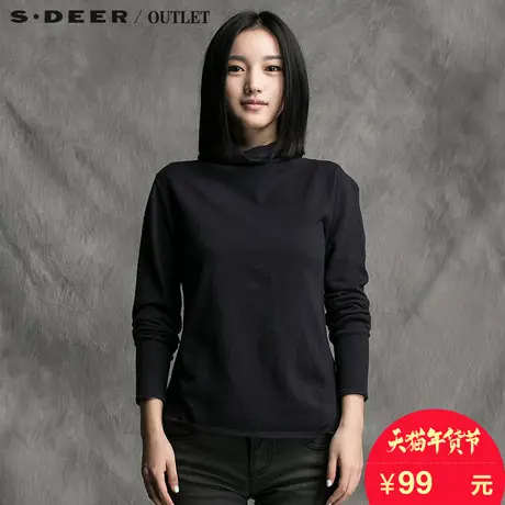 s.deer圣迪奥女装复古荡领毛衣优雅针织衫女S14483526图片