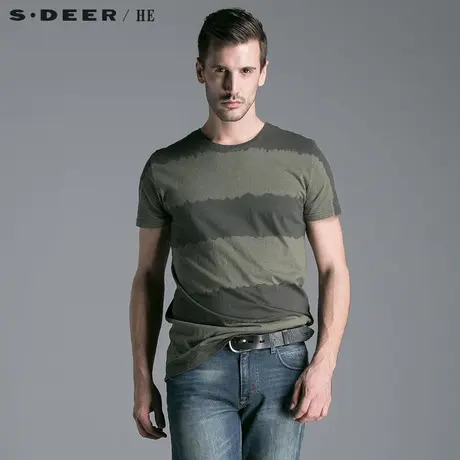 S.Deer/He【惠】圣迪奥男装双色纯棉印染短袖T恤H14270127图片