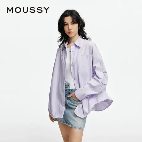 MOUSSY 2025夏季新品多巴胺春游简约宽松长袖衬衫028ISA30-3441商品大图