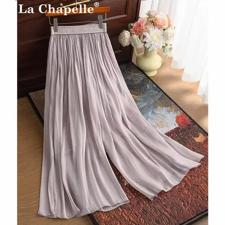 拉夏贝尔高腰直筒琉璃裤女夏薄款2025新款八分裙裤九分紫色甩裤子商品大图