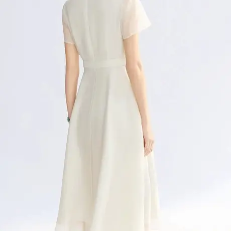 首尚格释2025夏季新品高级感气质优雅真丝新中式提花长款连衣裙女商品大图