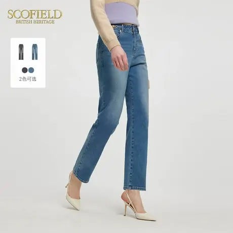 Scofield女装高腰舒适休闲萝卜牛仔裤做旧水洗九分裤2025夏季新品商品大图