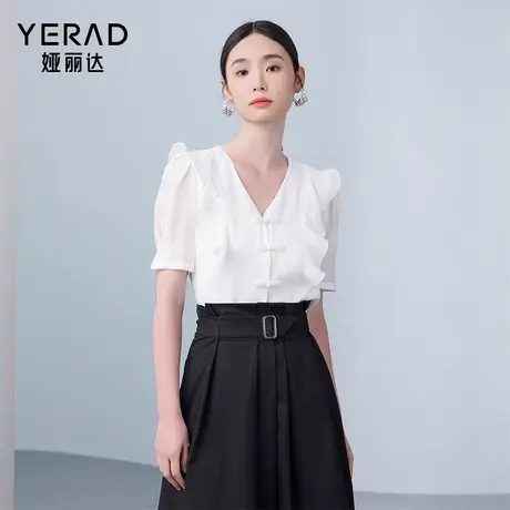 娅丽达商场同款新中式盘扣衬衫女夏薄款时尚通勤休闲衬衣女商品大图