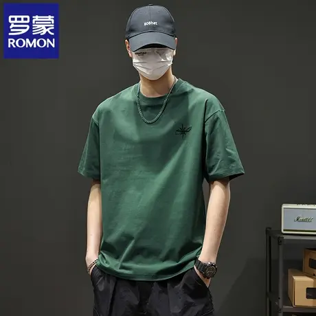 罗蒙夏季宽松百搭纯棉男士T恤2025新款薄款透气圆领短袖上衣男N1Z商品大图