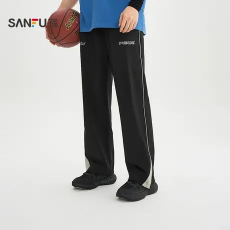 三福2025秋季男士复古运动条休闲裤 户外宽松直筒裤子506137图片