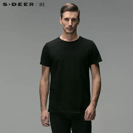 S.Deer/He【惠】】圣迪奥拼接做旧短袖T恤H14270195图片