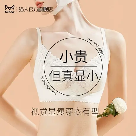 猫人兔耳朵内衣大胸显小女薄款防下垂聚拢收副乳蕾丝无钢圈文胸罩商品大图