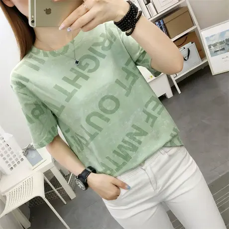 短袖t恤女宽松印花2023年夏季新款ins半袖网红原宿上衣t桖打底衫图片