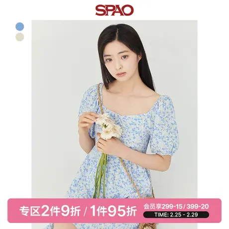 SPAO女士连衣裙春季新款甜美风碎花方领连衣裙SPOWD24S20图片