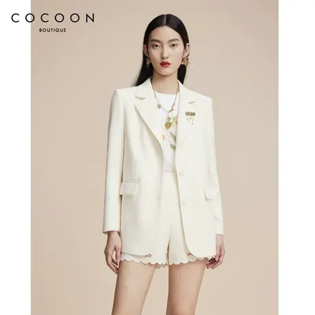 可可尼COCOON商场同款2024秋冬新款气质白色正装职业西装外套女装商品大图