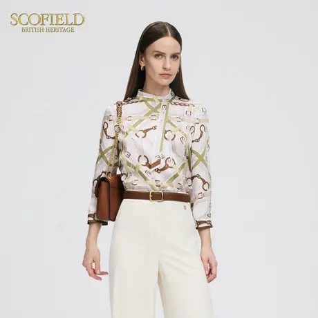 Scofield女装设计感飘带领雪纺衬衫链条印花衬衫2025夏季新品商品大图