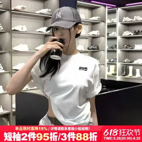 甜酷风设计感ins潮牌白色短袖t恤女2025夏季新款大版宽松重磅上衣图片