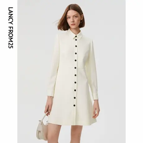 朗姿法式漂亮流行时尚高级感连衣裙修身女2023春季新款别致衬衫裙商品大图