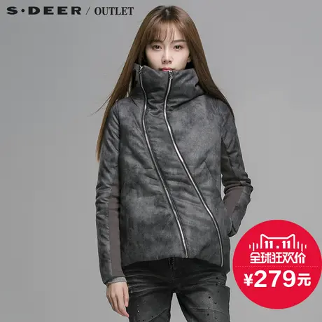 s.deer【新品】圣迪奥专柜正品高领双拉链斜襟棉衣S14482367图片