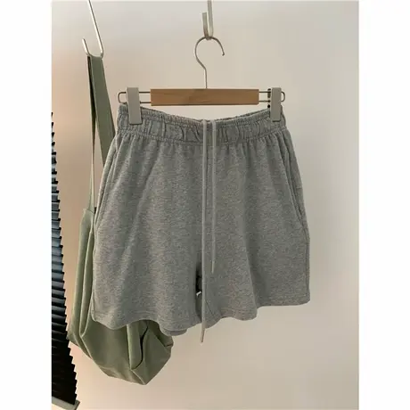 纯棉柔软舒适薄款夏季松紧腰纯色宽松短款卫裤韩国夏季女式热裤商品大图