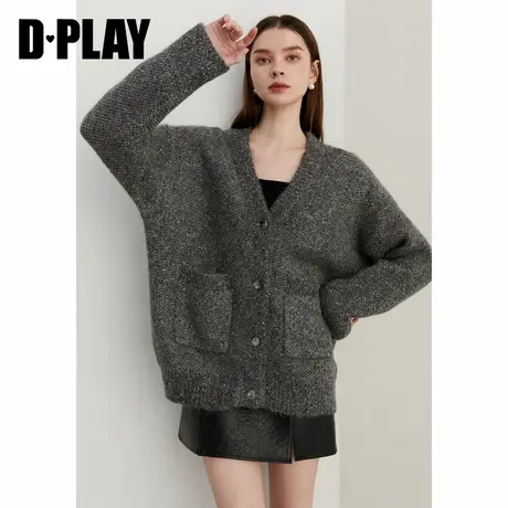 DPLAY【黑标】年冬季法式灰色针织衫羊驼毛羊毛混纺毛衣女商品大图