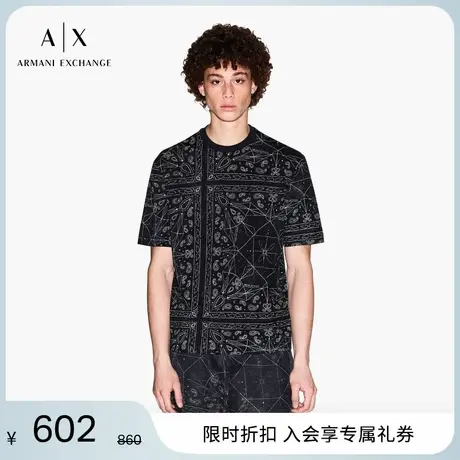 ARMANI EXCHANGE/阿玛尼2025夏季新款男士全棉宽松圆领腰果花T恤图片