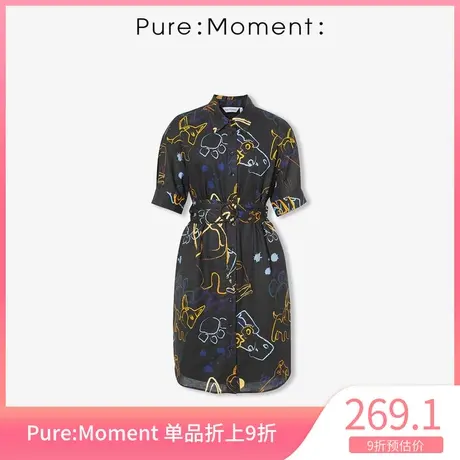 Pure:Moment:新款可爱印花短袖连衣裙中长款裙子女4B4391501商品大图