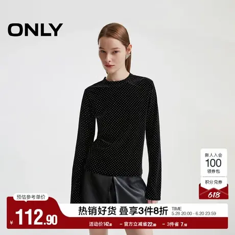 ONLY奥莱夏季时尚舒适半高领修身短款波点T恤女图片