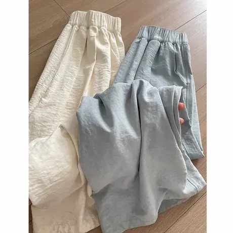 肌理感奶芙山本裤女夏季薄款垂感宽松慵懒小个子休闲冰丝阔腿裤子商品大图