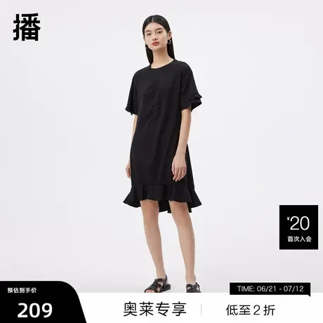 【播奥莱】播商场同款夏季新款袖口拼接荷叶边裙摆连衣裙图片